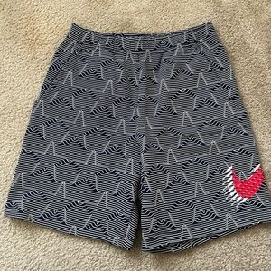 Men's Navy and White Patterned Athletic Shorts